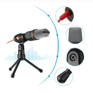 Microfone Condensador Omnidirecional c/ Suporte