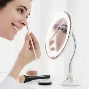 Espelho de Aumento LED com Braço Flexível e Ventosa