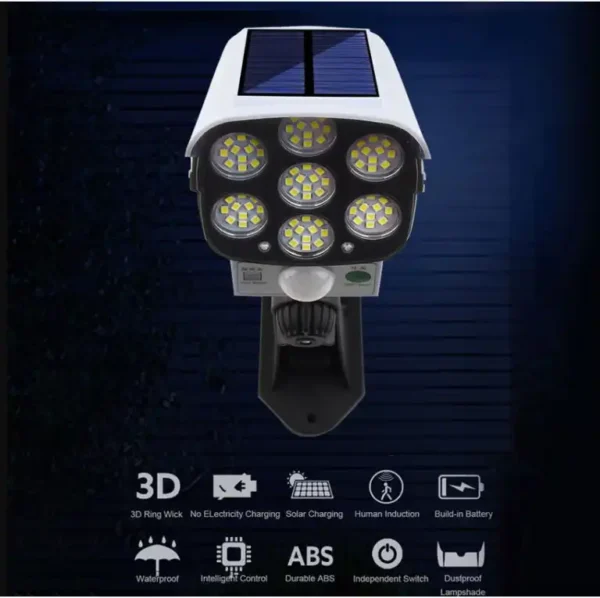 Simulador Câmera Lâmpada Solar c/ Comando e Sensor de Movimento