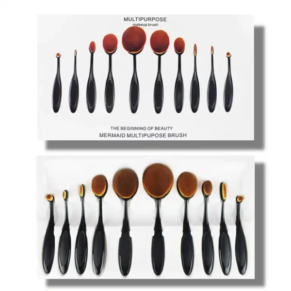Kit de 10 Pincéis de Maquilhagem Ovais